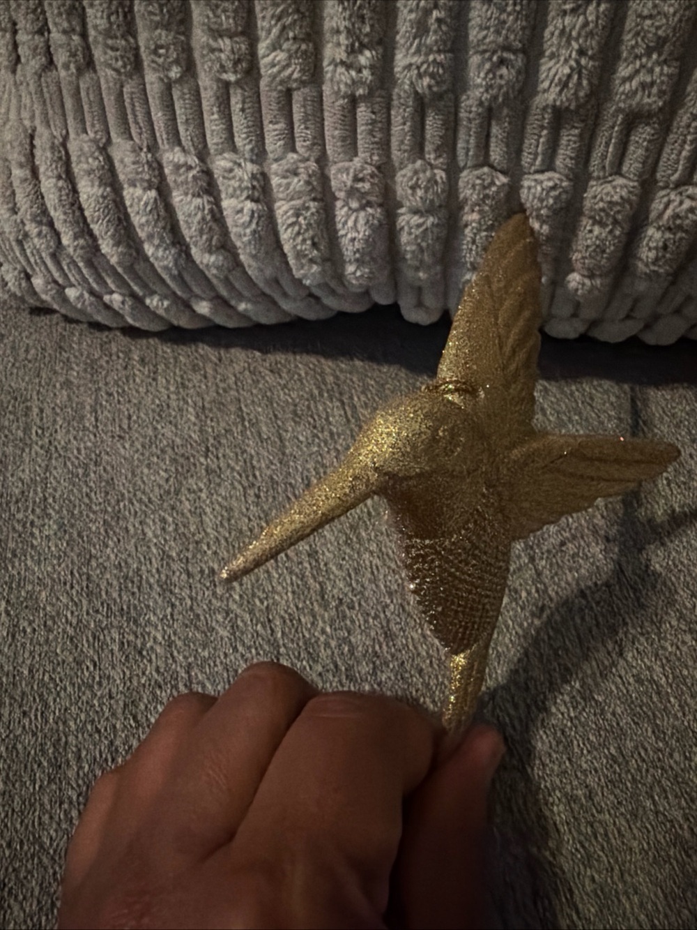 Source Unknown Gold Glitter Hummingbird Accent